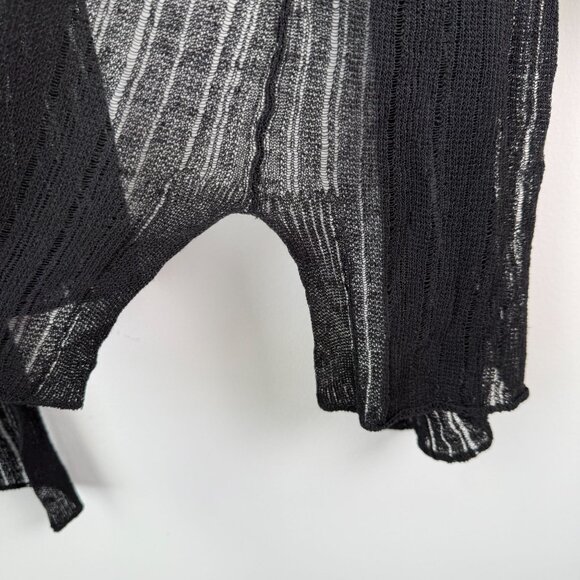 Eileen Fisher Cardigan Organic Italian Linen Blend Open Knit Duster Crepe Black - Picture 13 of 14